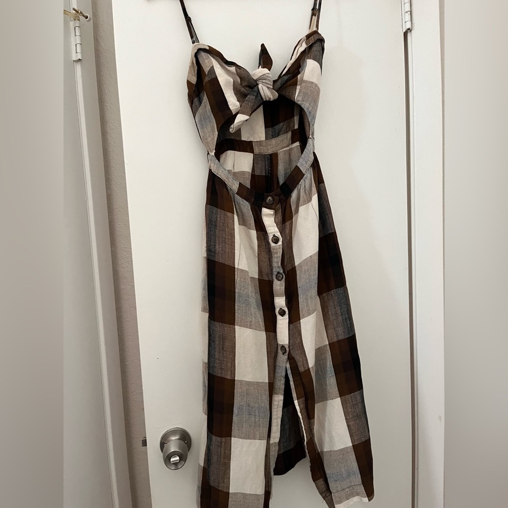 Reformation Riley Plaid Midi Front Tie Dress - Picture 3 of 4